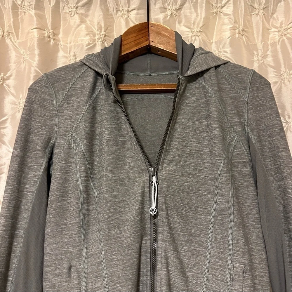 Lululemon Daily Practice Hooded Jacket Heathered Slate Gray Long Line